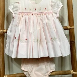 Smocked Easter Dress 3mo pink embroidered
